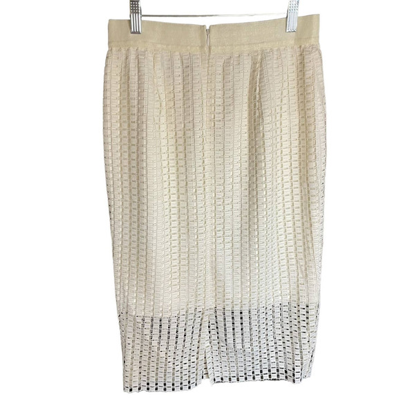 NWT Ann Taylor Classic Fit Geometric Lace Pencil Skirt Back Zip Size 2 Ivory - Picture 3 of 6